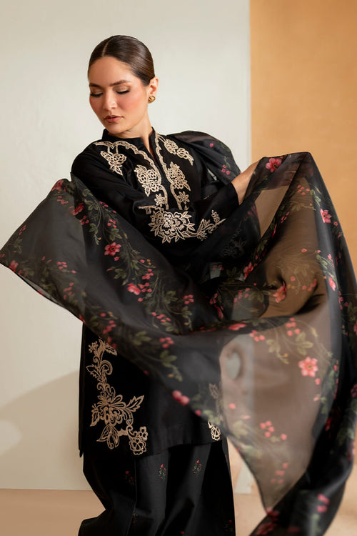 Black Embroidered 3-Piece Suit